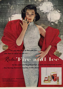 Revlon-1952-two-page-Fire-and-Ice-ad-featured-Dorian-Leigh