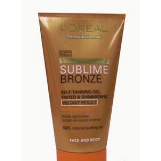 Loreal Sublime Bronze self-tanning gel tinted and shimmering