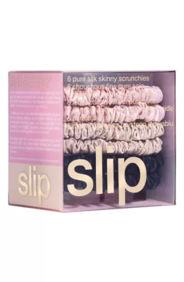 Pure Silk 6-Pack Skinny Scrunchies